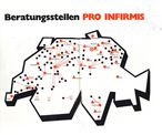 Illustration aus dem Jahresbericht 1976: Pro Infirmis-Beratungsstellen und kantonale Geschäftsleitungen in der ganzen Schweiz.
