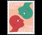 Wie auch zum 50-jährigen Jubiläum von Pro Infirmis gibt die Schweizerische Post zum 100-jährigen Bestehen der Organisation eine Briefmarke heraus. Die Briefmarke von 2020 kann in verschiedene Richtungen aufgeklebt werden, immer steht eines der beiden Gesichter und ein Schriftzug auf dem Kopf. Oben und Unten, Richtig oder Falsch und Behindert oder Nicht-behindert bleiben Ansichtssache. Die Begegnung bleibt aber im Zentrum. 